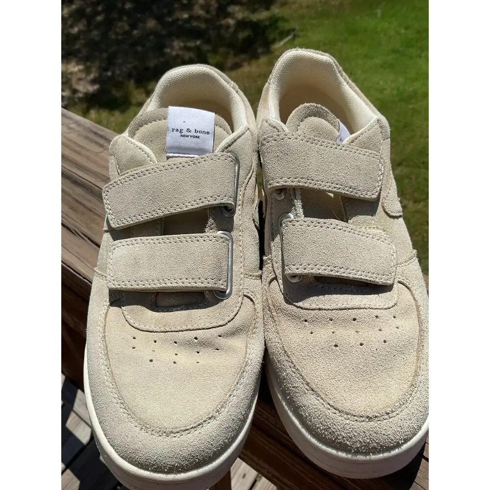 Rag & Bone Biege Suede Low Top Sneakers Womens Hook Loop Streetwear Size 37